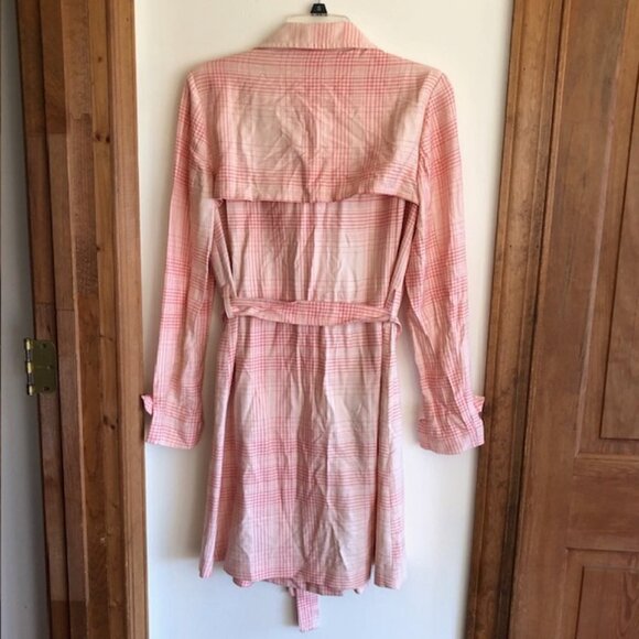 LAUREN CONRAD LC Very Berry Plaid Trench Coat Medium - Picture 10 of 17